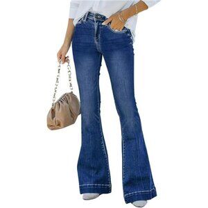 High Waisted Flare Jeans for Women #025_dark Blue